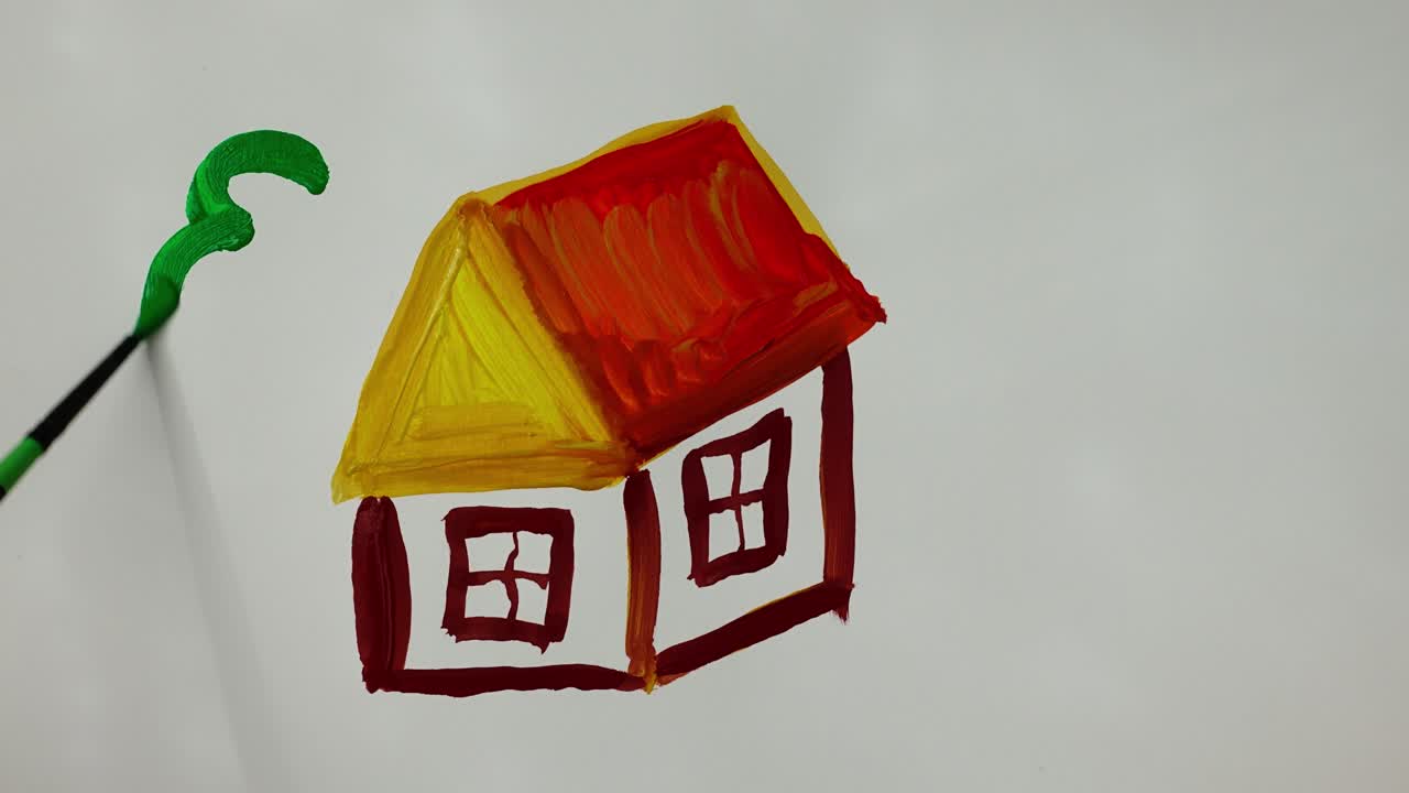 Disegno di una casa a guazzo. Time lapse