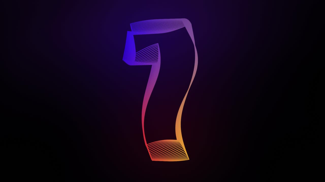 3d número uno líneas giratorias animación en fondo gradiente oscuro abstracto gráficos de movimiento dinámico partículas brillo tipografía efecto visual arco iris alfabeto digital