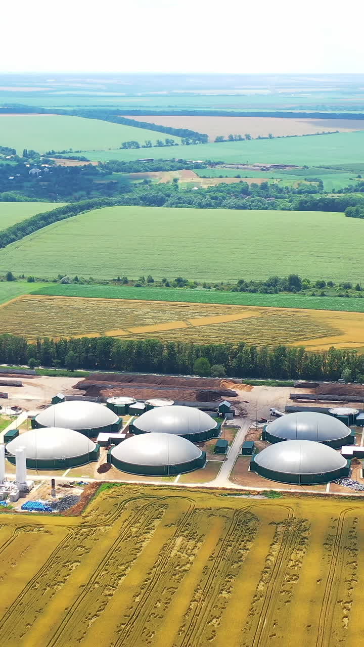 Flight over biogas power plants