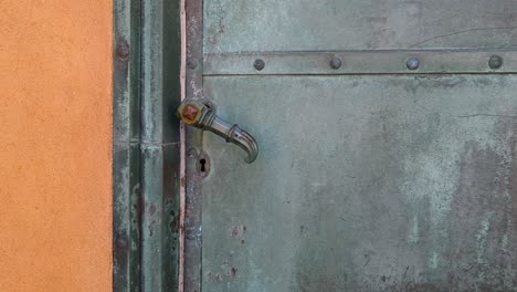 4K-60FPS-Close-up-View-of-Old-Church-Door-in-Swedish-Church-in-Sweden-Scandinavia---Truck-Shot-and-Panning-Shot