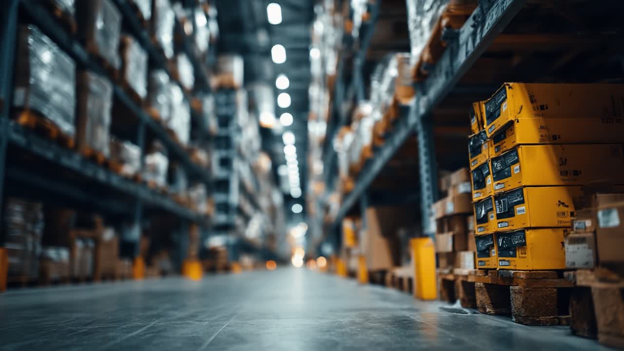 A Dynamic View of a Busy Warehouse: A Focused Perspective on Packed Aisles and Organized Pallets in an Industrial Storage Environment