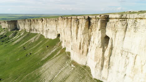 aerial view of a white cliff face