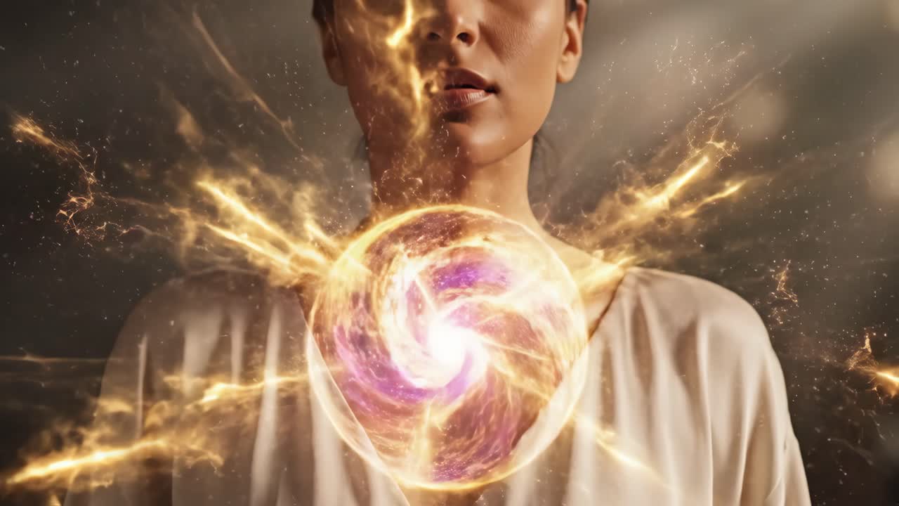 Spiritual Woman with Glowing Energy Orb