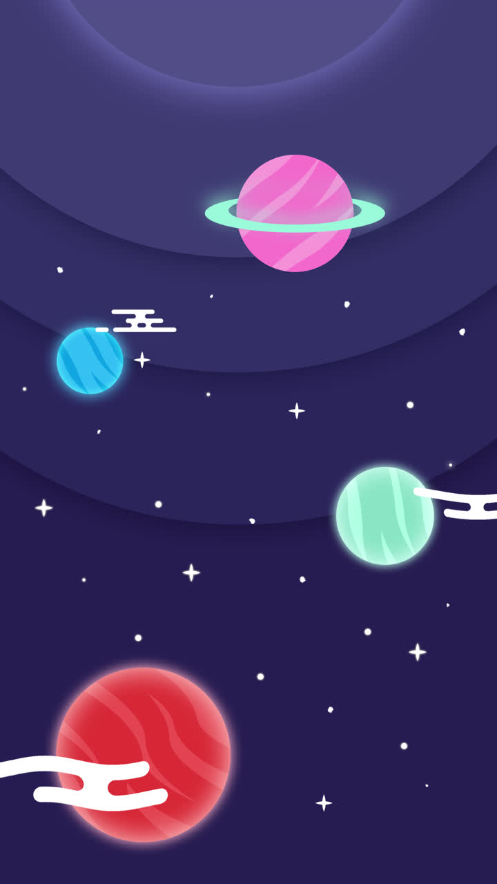 Motion Graphic of Colorful galaxy background with flat design