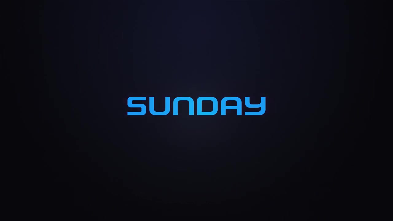 Glowing explosion SUNDAY text reveal blue and pink