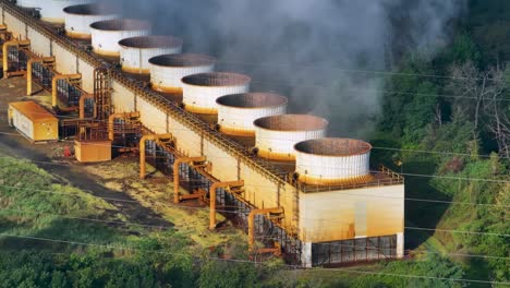 aerial view of a cogen plant emitting smoke in new jersey