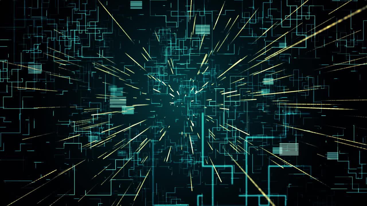 4K Flying into digital technologic tunnel Motion graphic 4K loop Animation.