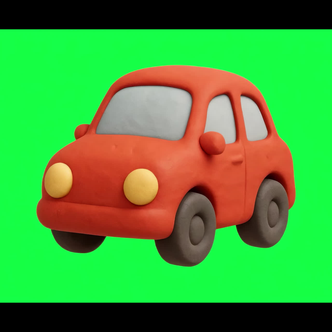 Animazione di modello giocoso di auto in argilla, risorsa isolata, video 4K trasparente, canale alfa, ProRes 4444