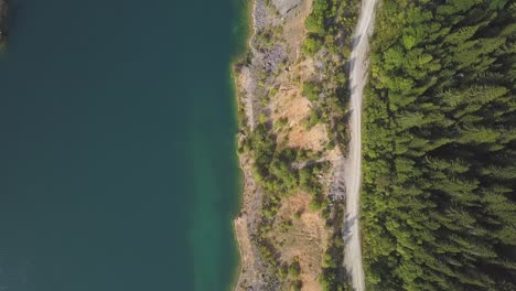 aerial view of quarry and lake landscape