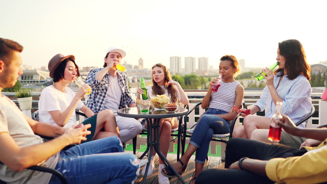 Friends Enjoying a Rooftop Party