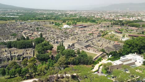 aerial view of pompei ruins, italy in summer season