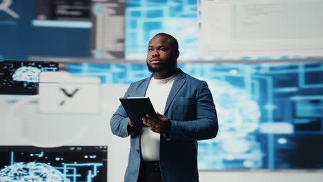 african american developer working on programming and automation