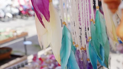 colorful dream catcher with feathers