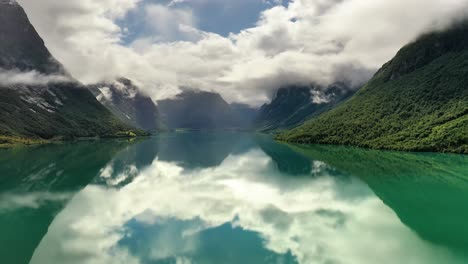 beautiful nature norway natural landscape lovatnet lake.