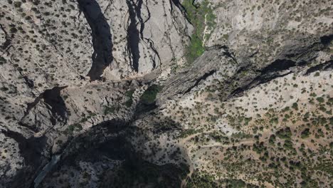 Drone-view-of-the-grand-canyon-formed-between-two-high-mountains