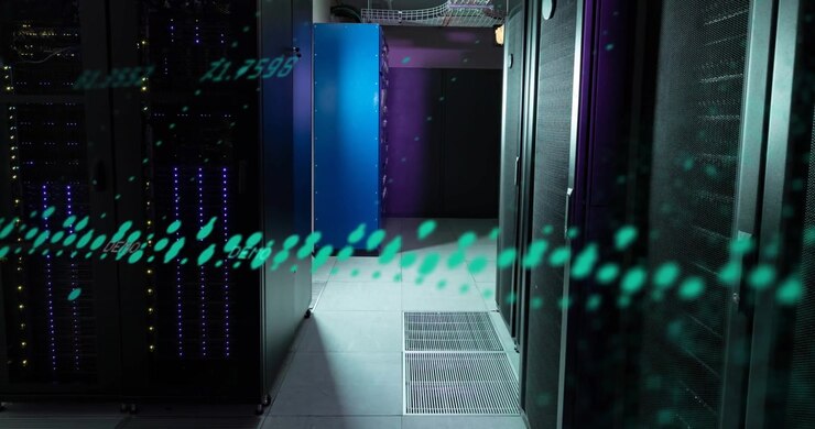 Animation of financial data processing over computer servers
