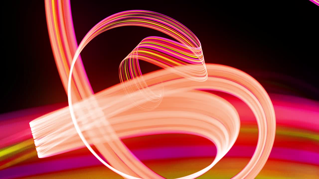 flujo de luz bg en 4k. fondo en bucle abstracto con rastros de luz, flujo de líneas de neón verde rojo amarillo en el espacio se mueven para formar formas en espiral. diseño de movimiento moderno de moda efecto de luz de fondo