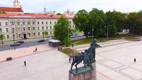 aerial view of gediminas' monument in vilnius, lithuania