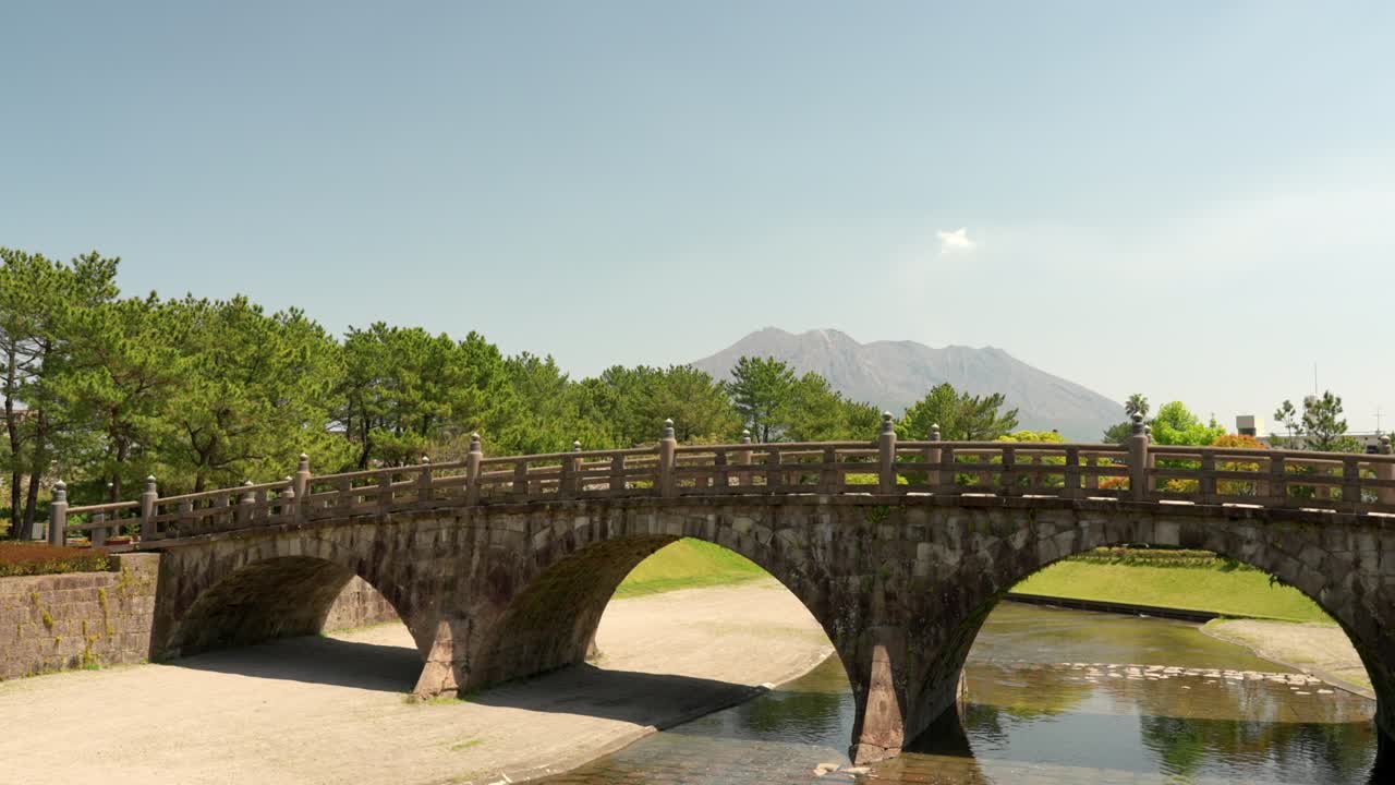 니시다 다리와 사쿠라지마를 볼 수 있는 아름다운 공원