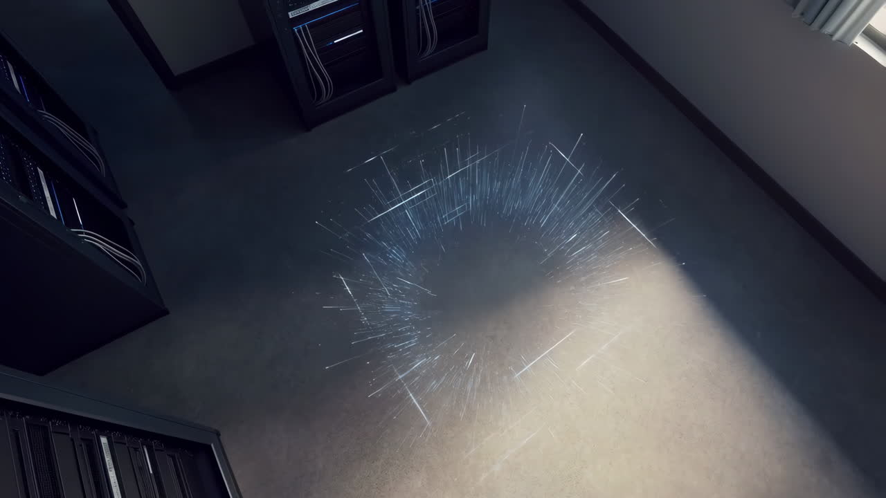 Abstract Digital Data Projection in Server Room