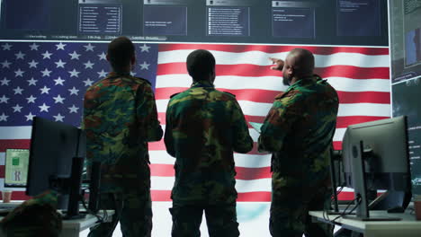 military personnel work in a high tech environment safeguarding classified data