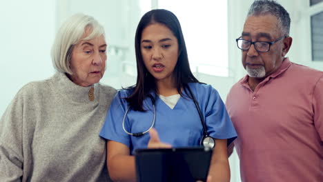 Old-couple,-nurse-with-tablet