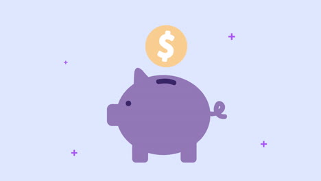 piggy savings money dollars animation