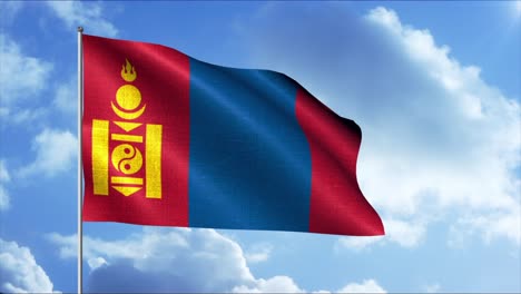 mongolian flag waving in the wind