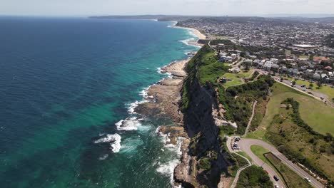 aerial view of king edward park lookout and beaches at newcastle, new south wales, australia.