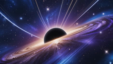 cosmic black hole with accretion disk in deep space