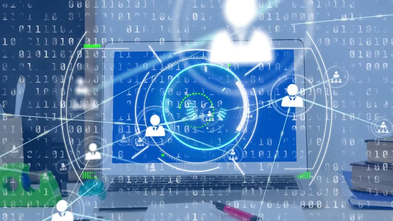 노트북을 통한 연결 네트워크의 애니메이션