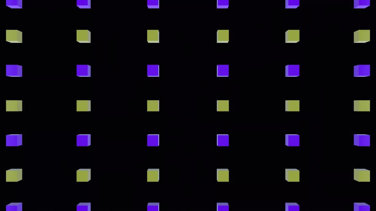 Animation of cubes over sparkles on black background