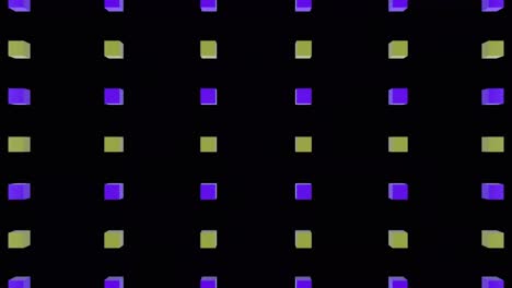 animación de cubos sobre chispas en fondo negro