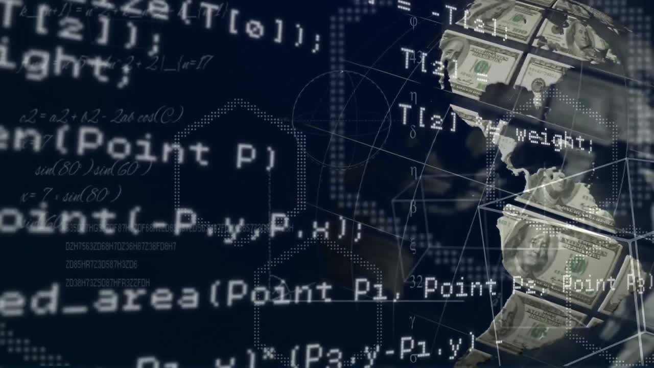 procesamiento de datos contra globo hecho de dólares estadounidenses