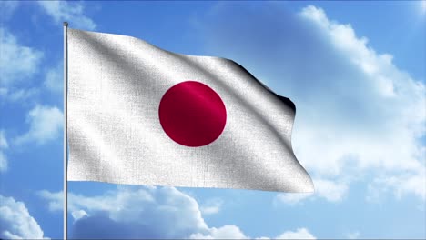 Japanese Flag Waving in the Wind