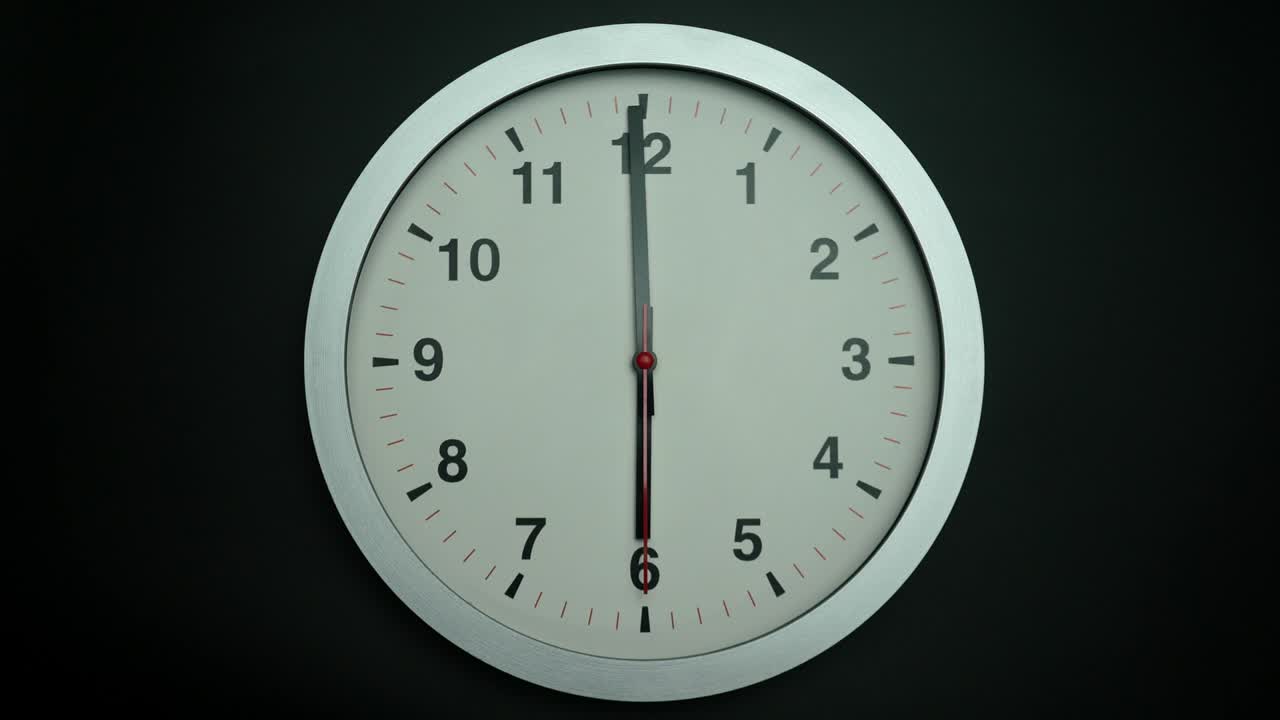 tiempo lapse, reloj de pared blanco dice la hora seis horas