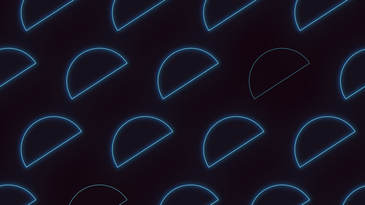 Blue neon crescent moon pattern in retro style