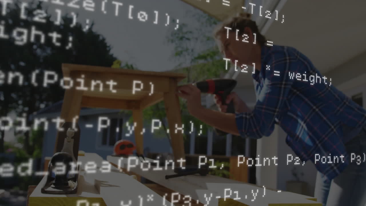 Animation of data processing over diverse business people in office