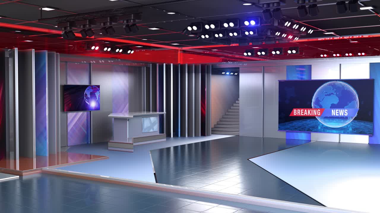 fondo de estudio de noticias virtuales en 3d, bucle