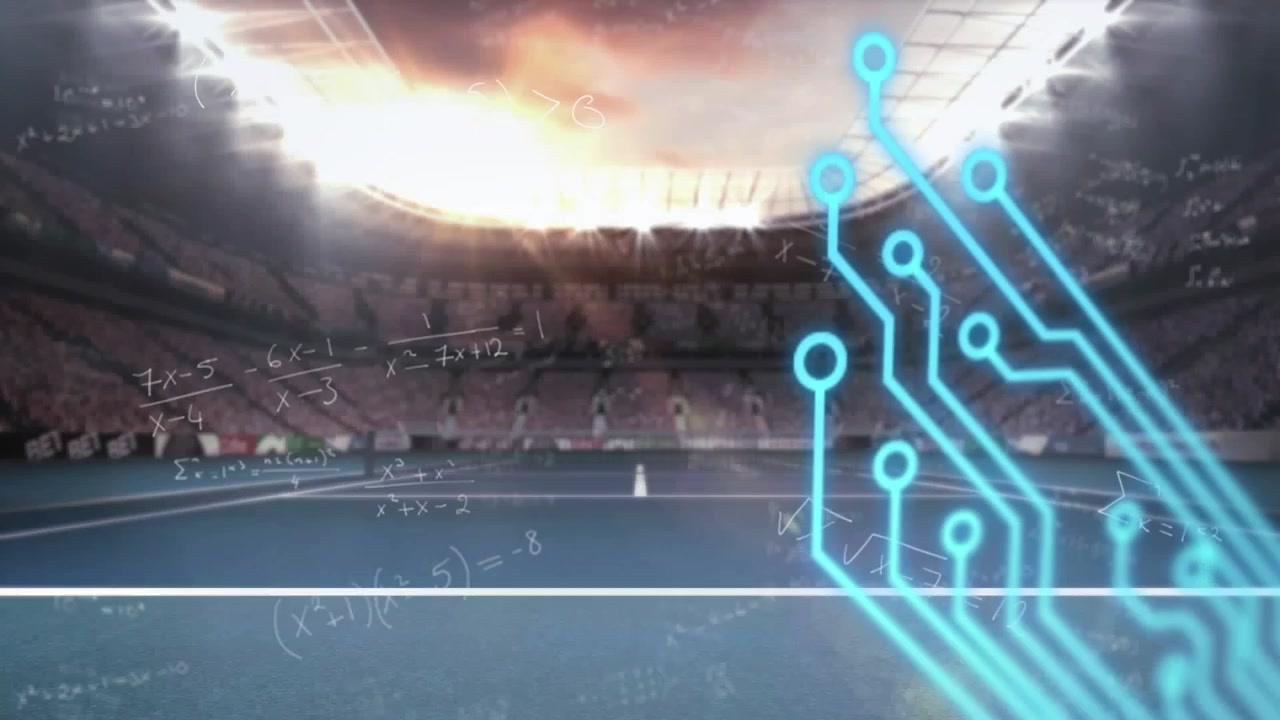 Animation of data processing over cityscape