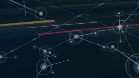 animación de la red de conexiones sobre el paisaje urbano