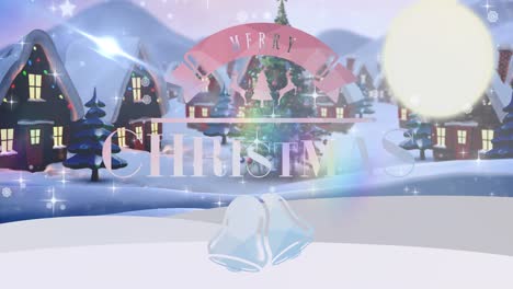 Animation-of-merry-christmas-text-over-winter-landscape