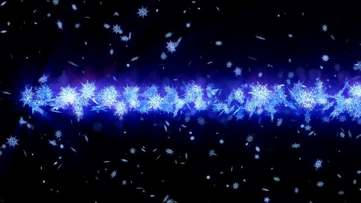 Simbolo invernale scintillante con bellissimi fiocchi di neve. Vortice di neve in rotazione. Motivo invernale. Fiocchi di neve danzanti. Animazione astratta in loop.
