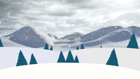 animation of snow falling over winter scenery