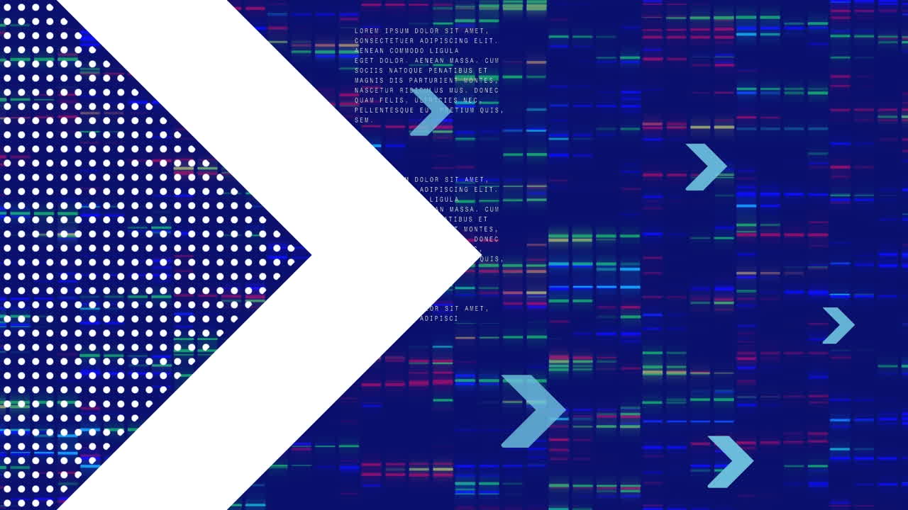 Animation of data processing and arrows over blue background