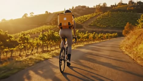 a scenic ride through vineyards: experience the joy of biking amidst nature's beauty in the golden hour light
