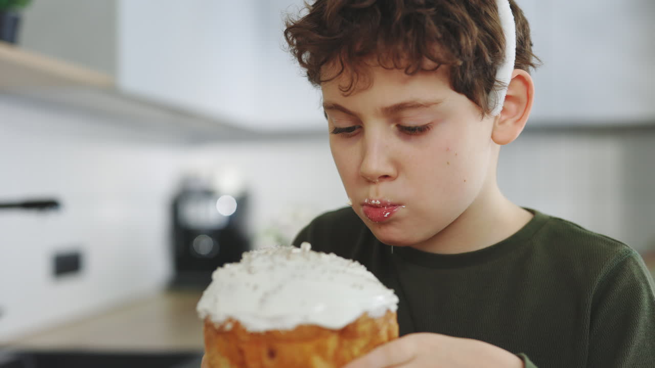 Boy Eating Easter Bread