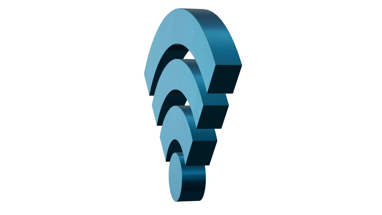 3D Rotating WiFi Symbol in a White Background in 4K