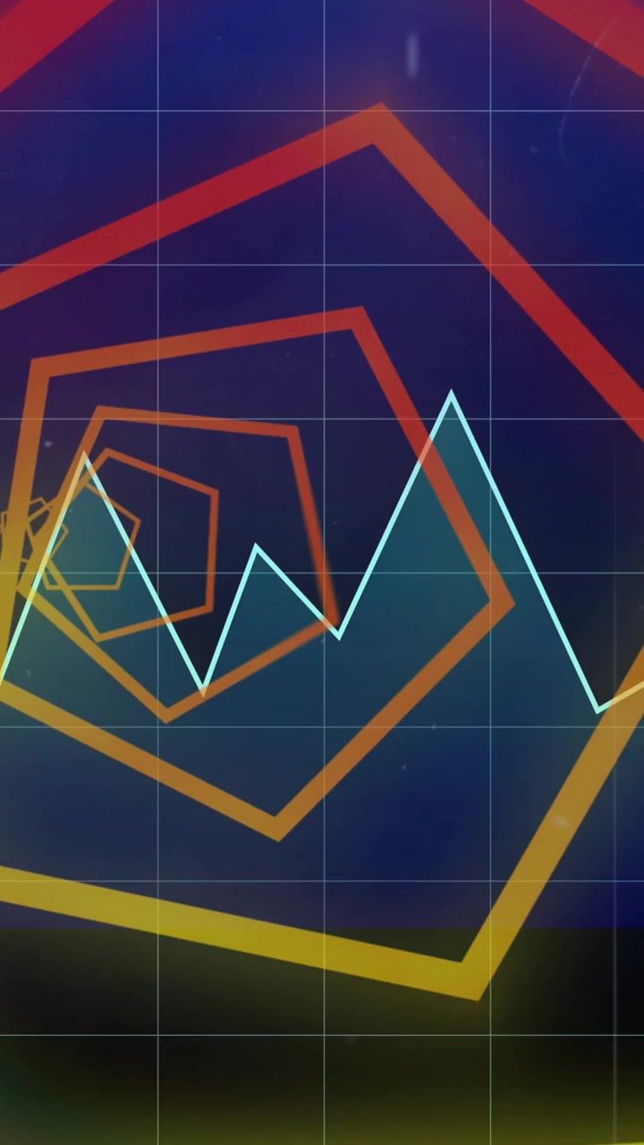 Animated financial graph with neon tunnel conveys math and finance concepts.