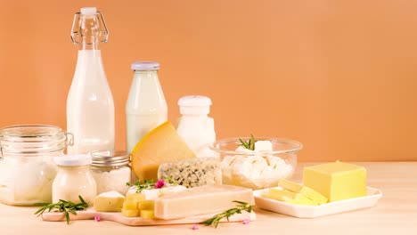 assorted dairy items arranged neatly on table